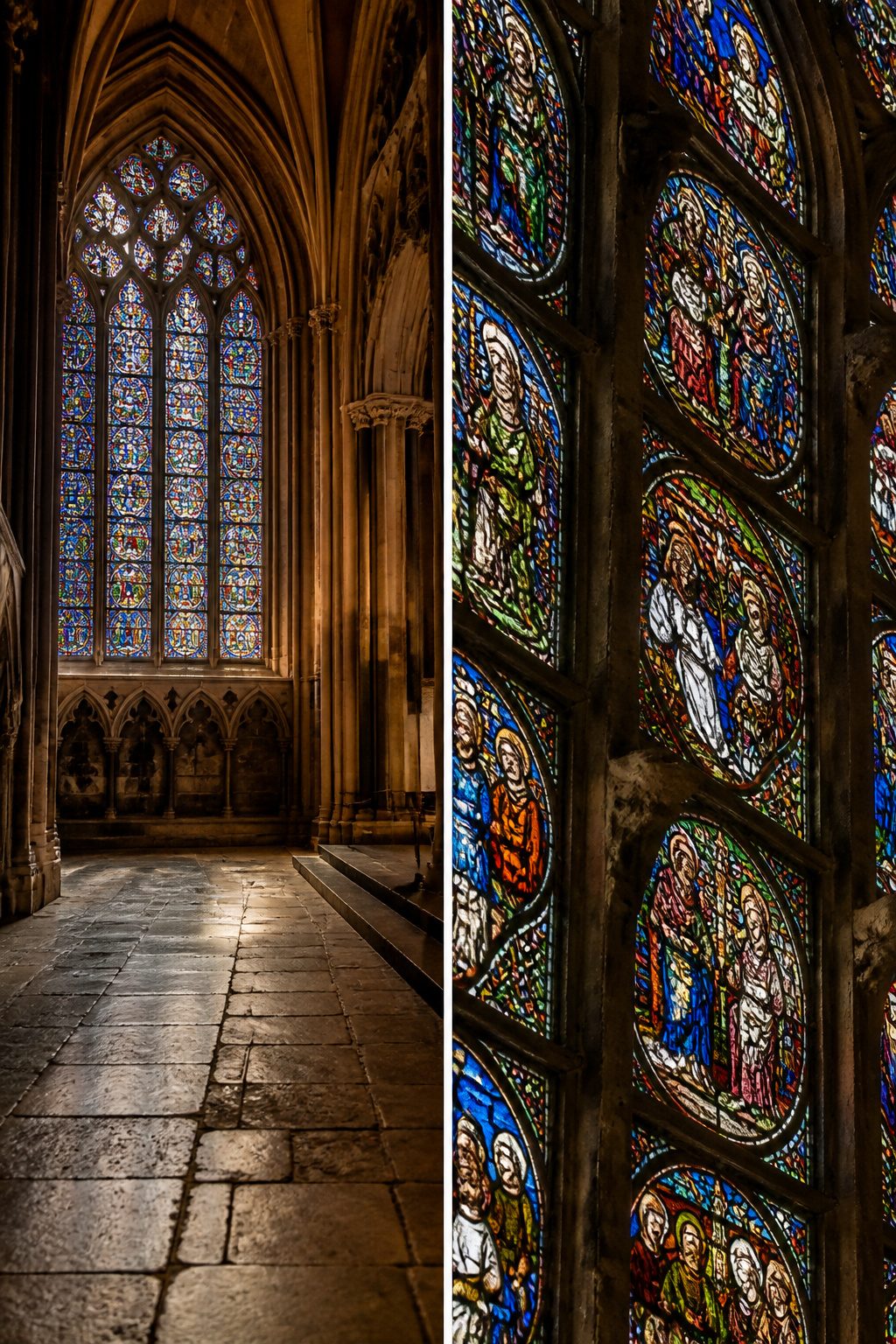 Beautiful Stained Glass Windows: 14 Sites That Changed Light Forever 5 Medieval stained glass windows illustrating biblical stories at Canterbury Cathedral.
