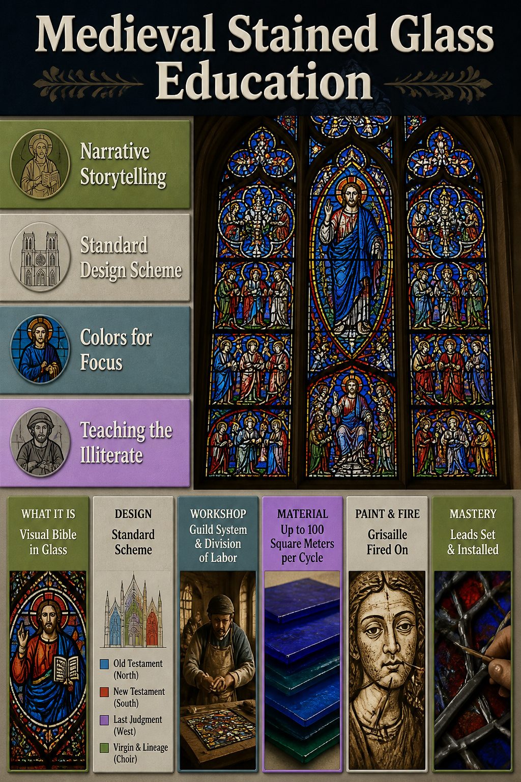 Beautiful Stained Glass Windows: 14 Sites That Changed Light Forever 15 Illustrative stained glass windows depicting biblical narratives for education.