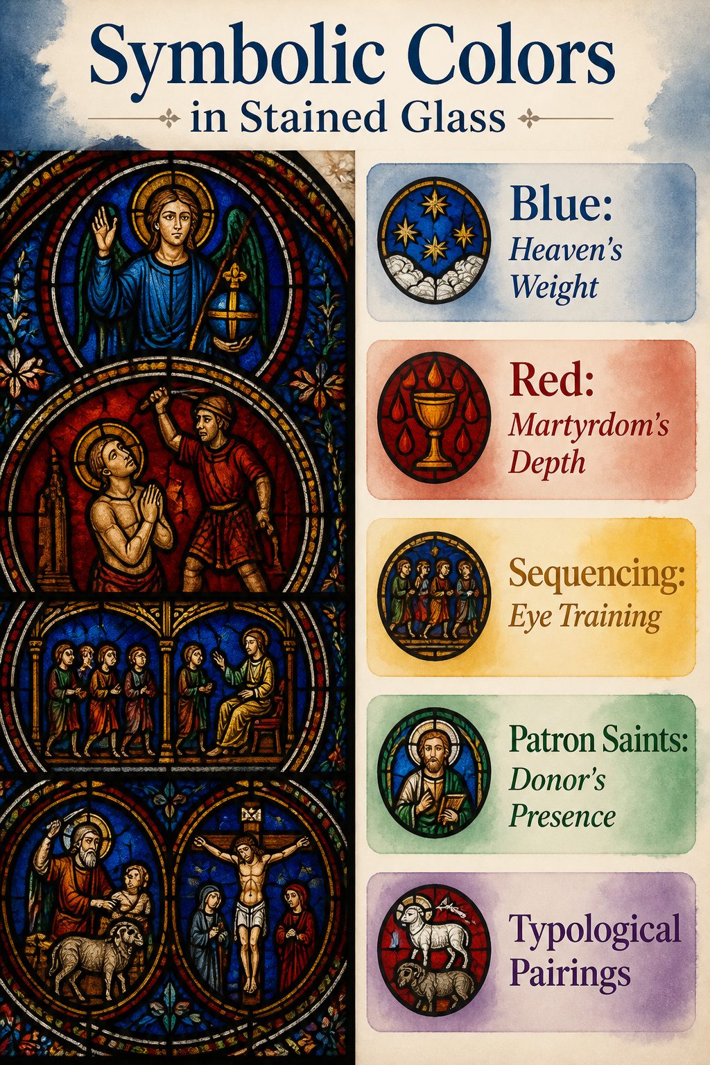 Beautiful Stained Glass Windows: 14 Sites That Changed Light Forever 18 Symbolic colors in stained glass illustrating biblical narratives.