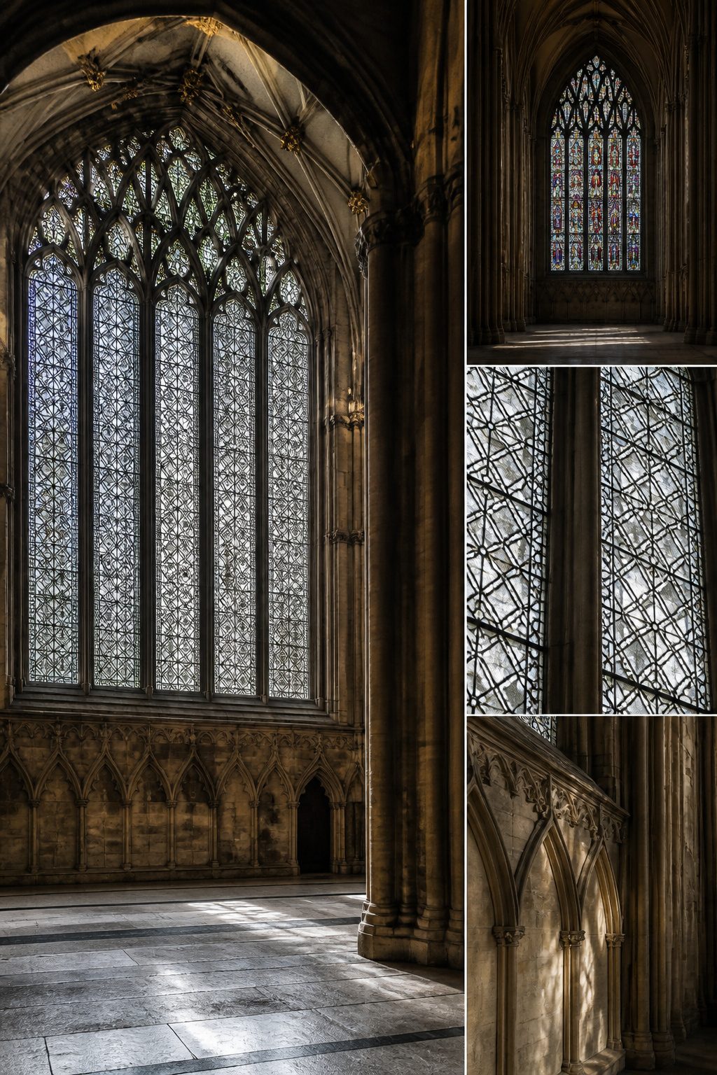 Beautiful Stained Glass Windows: 14 Sites That Changed Light Forever 6 Grisaille stained glass window with geometric designs at York Minster.