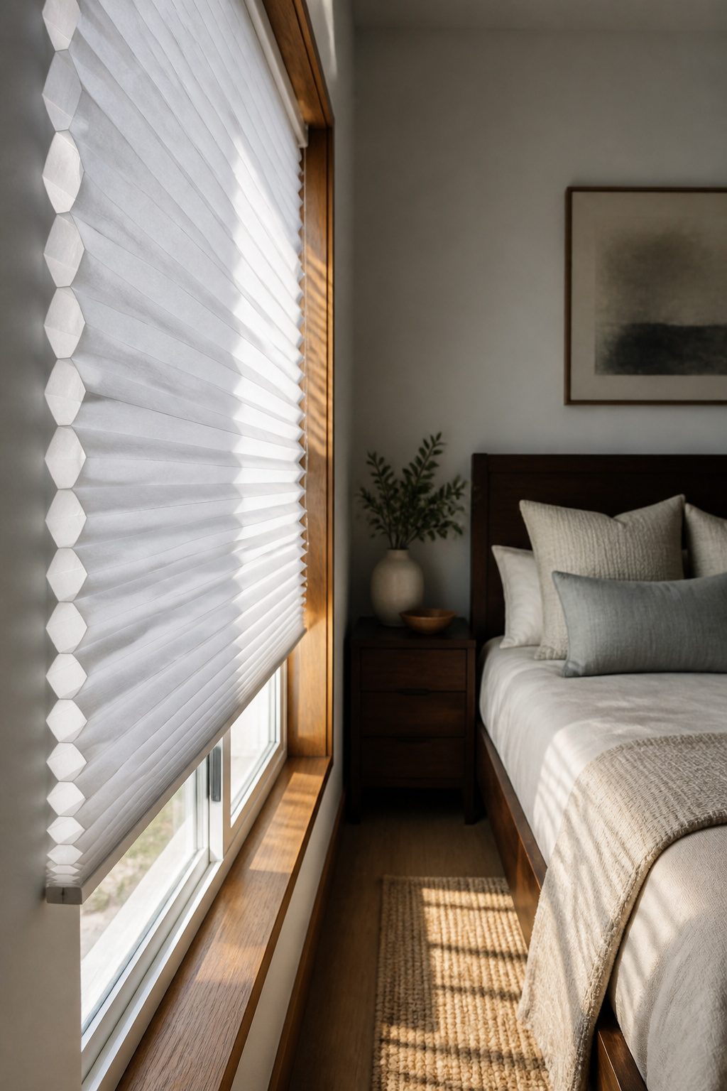 A cellular shade showing its honeycomb pattern.