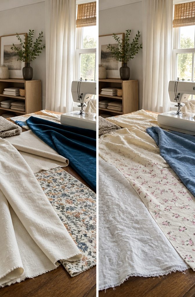 A selection of medium-weight fabrics suitable for DIY custom blinds.