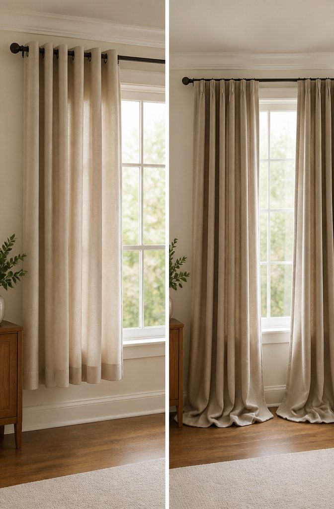 Photograph illustrating various curtain styles and lengths.