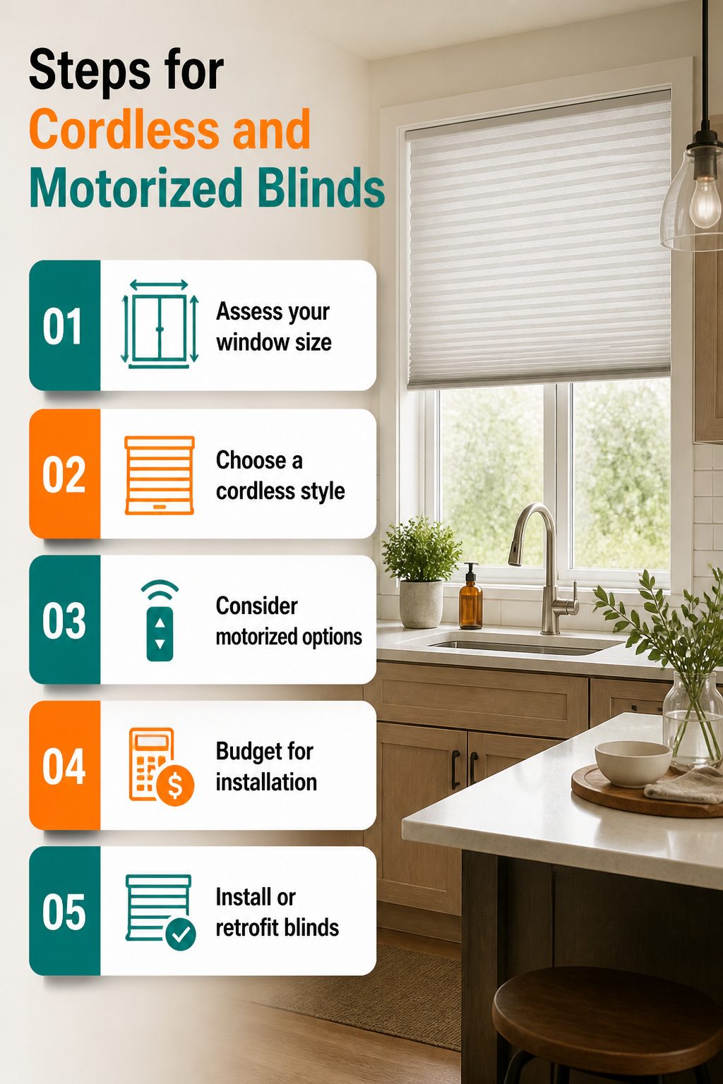 9 Modern Blinds Kitchen Ideas That Actually Work in 2026 12 Steps for installing cordless and motorized blinds.