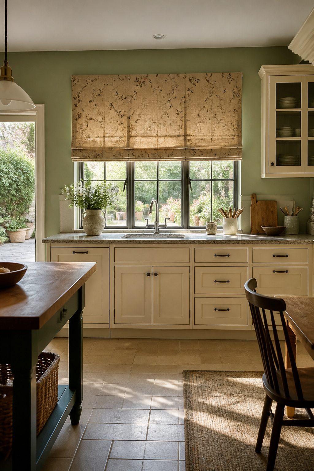 9 Modern Blinds Kitchen Ideas That Actually Work in 2026 4 Roman shades in a kitchen, showcasing fabric folds.