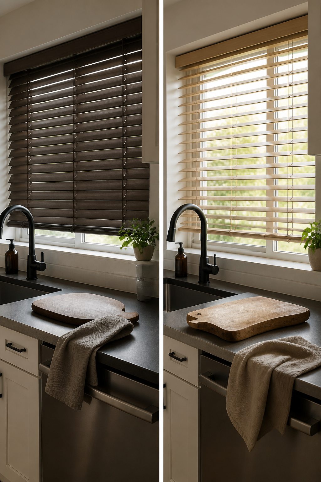 9 Modern Blinds Kitchen Ideas That Actually Work in 2026 10 A close-up of a window showing steam and grease effects.