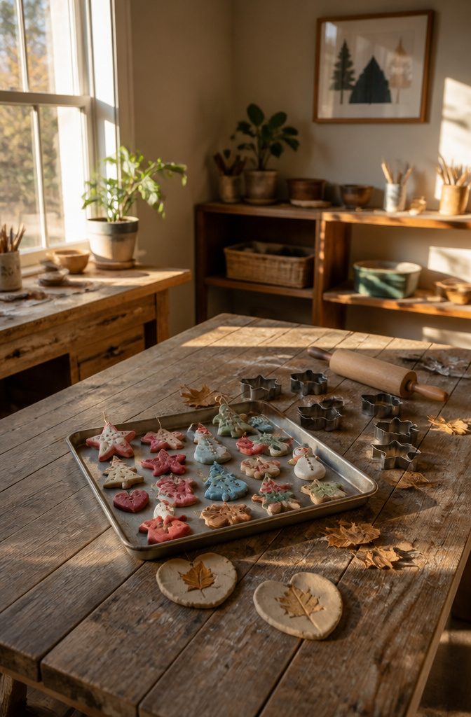 How to Make Polymer Clay Christmas Ornaments: 6 Steps 9 Children and adults crafting polymer clay ornaments at a table.