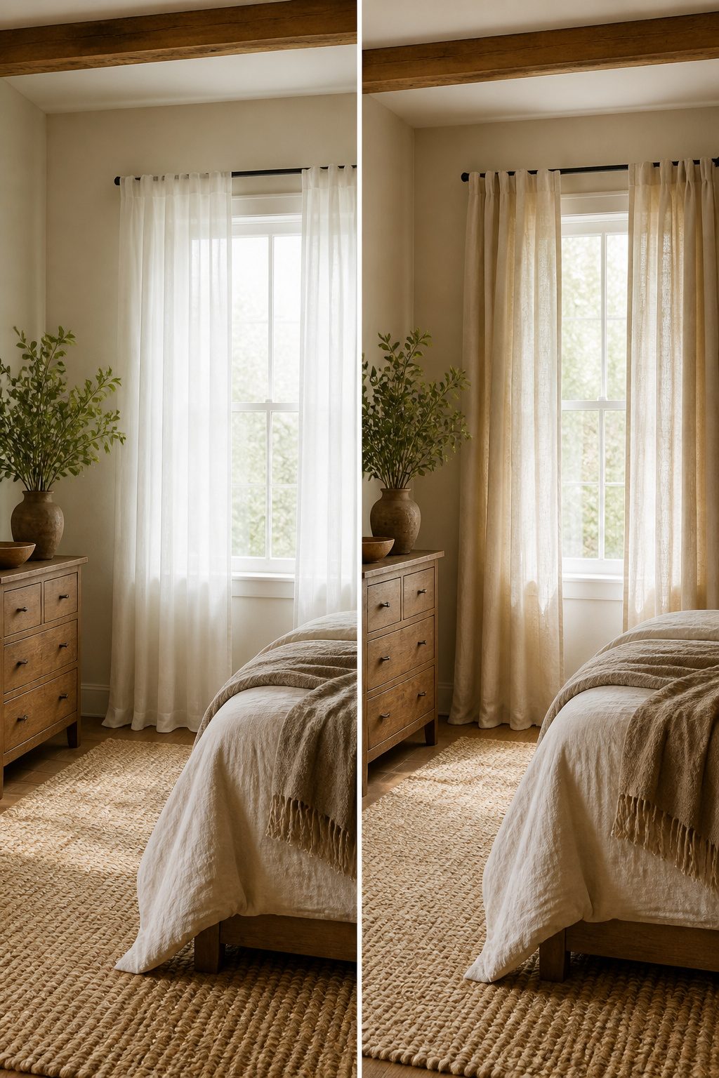Rustic Window Treatments: 10 Ideas for Style and Function 12 Neutral color swatches and fabrics used for rustic window treatments.