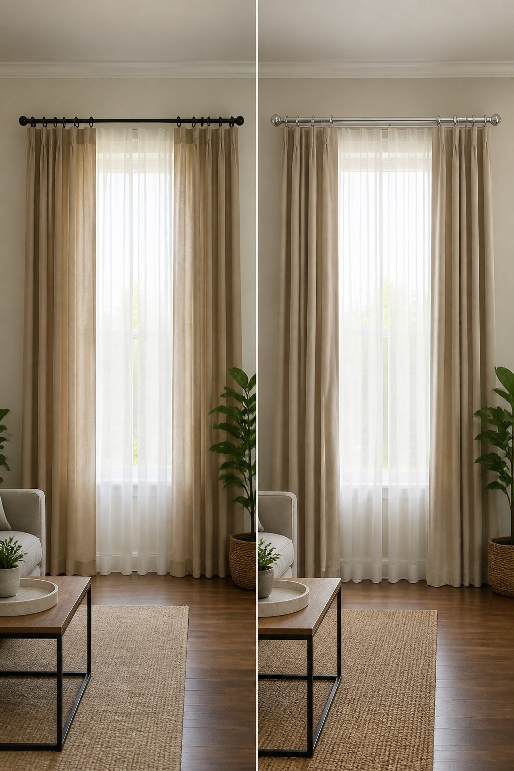 How to Layer Sheer and Curtains Together: A 2026 Installation Guide 1 Double curtain rods installed for sheer and drapery layers.