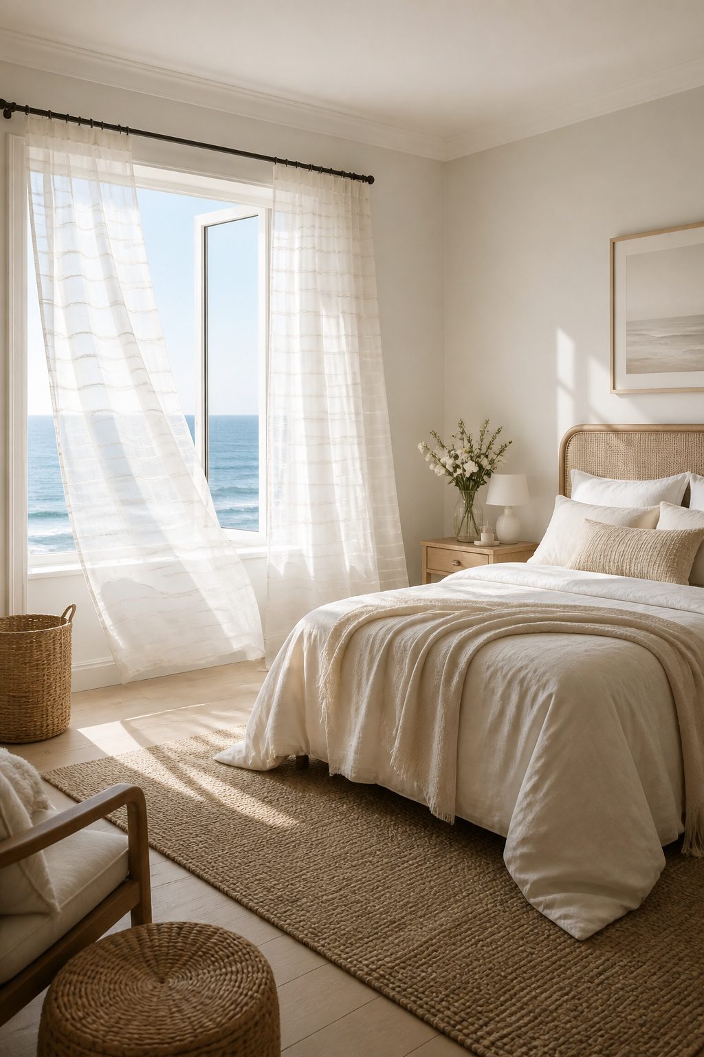 Sheer Curtains With Stars: Twinkling White Sheer Curtain Ideas 5 A horizontally striped voile curtain with soft wave patterns.