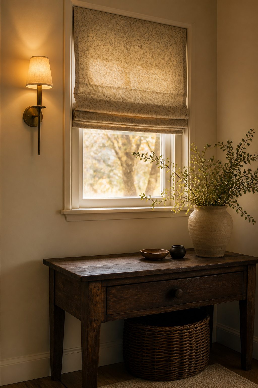 10 Small Window Ideas for 2026: Shades, Shutters & Curtains 4 Small window dressed with elegant Roman shades.