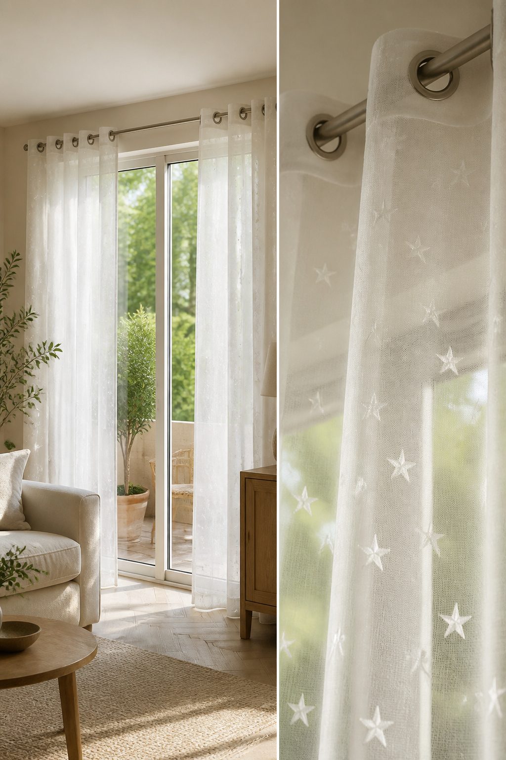 Star Patterned Sheer Curtains: Styles and Care for 2026 6 Various header styles for star patterned sheer curtains displayed on a rod.