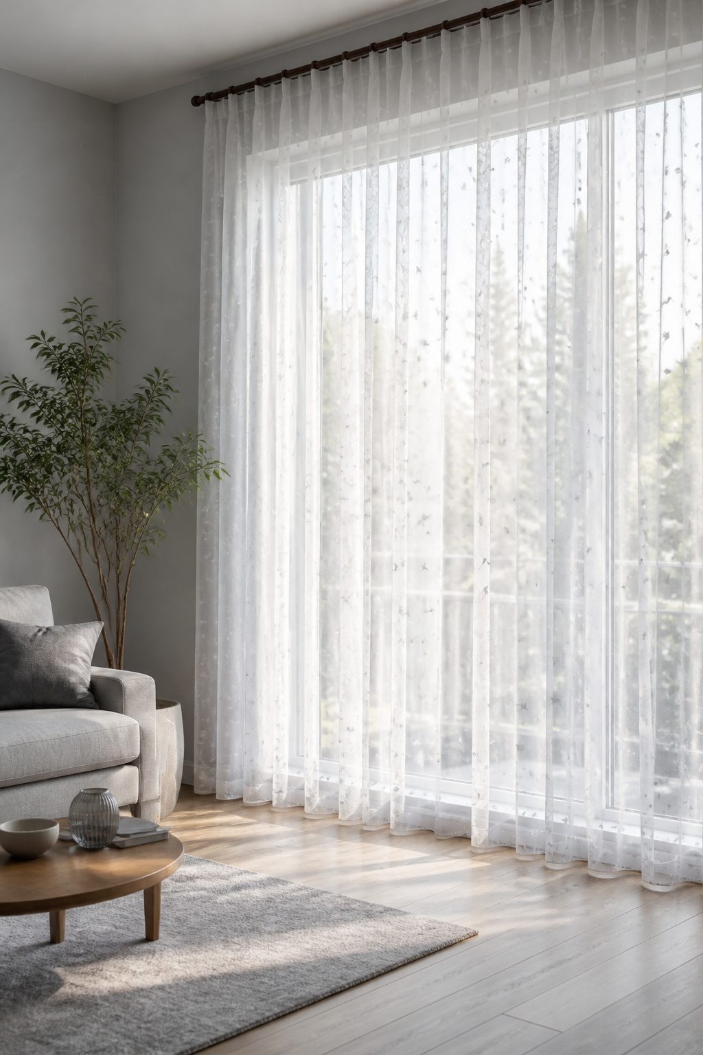 Star Patterned Sheer Curtains: Styles and Care for 2026 2 Seamless stars pattern sheer window curtain covering a large window.