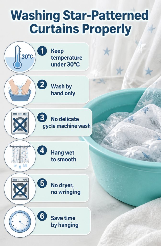 Star Patterned Sheer Curtains: Styles and Care for 2026 4 Information on washing star-patterned curtains without damaging the fabric.