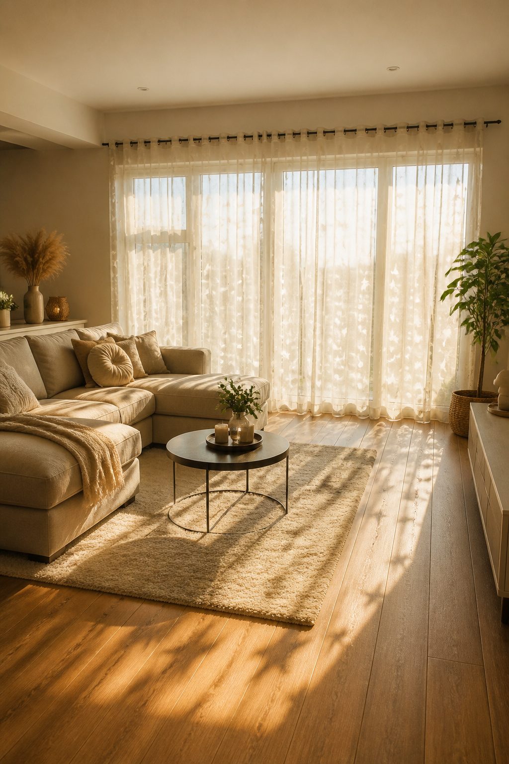 Star Patterned Sheer Curtains: Styles and Care for 2026 3 Lightweight sheer curtains softly blurring the view from outside.