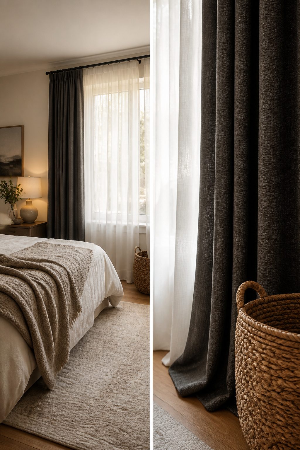 7 Designer Ideas for Two Different Curtains in One Room (2026) 2 A sheer curtain paired with a heavy drape on a double rod.